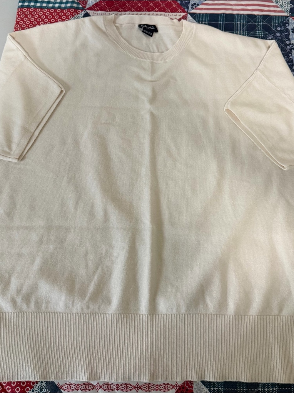 Splendid Cream Short-Sleeve Knit Sweater